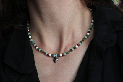 Handmade, Heart of the Forest, Beaded Necklace | Waterproof Stainless Steel