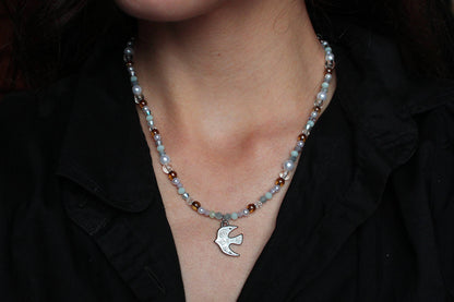 Handmade, Birdsong Before Dawn, Charm, Beaded Necklace | Waterproof Stainless Steel