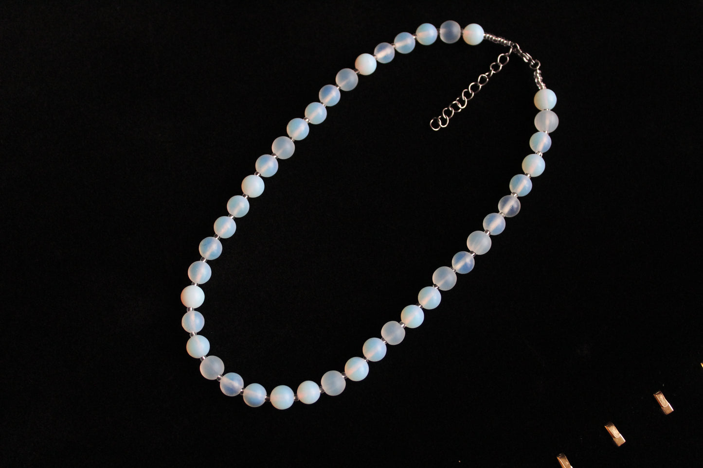 Handmade, Moonlit Glow, Opalite Stone, Beaded Necklace | Waterproof Stainless Steel