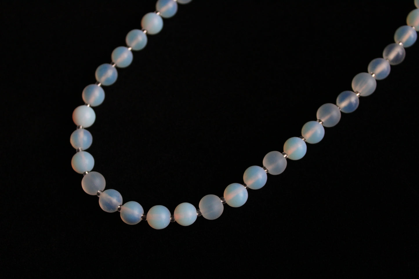 Handmade, Moonlit Glow, Opalite Stone, Beaded Necklace | Waterproof Stainless Steel