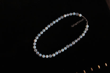 Handmade, Moonlit Glow, Opalite Stone, Beaded Necklace | Waterproof Stainless Steel