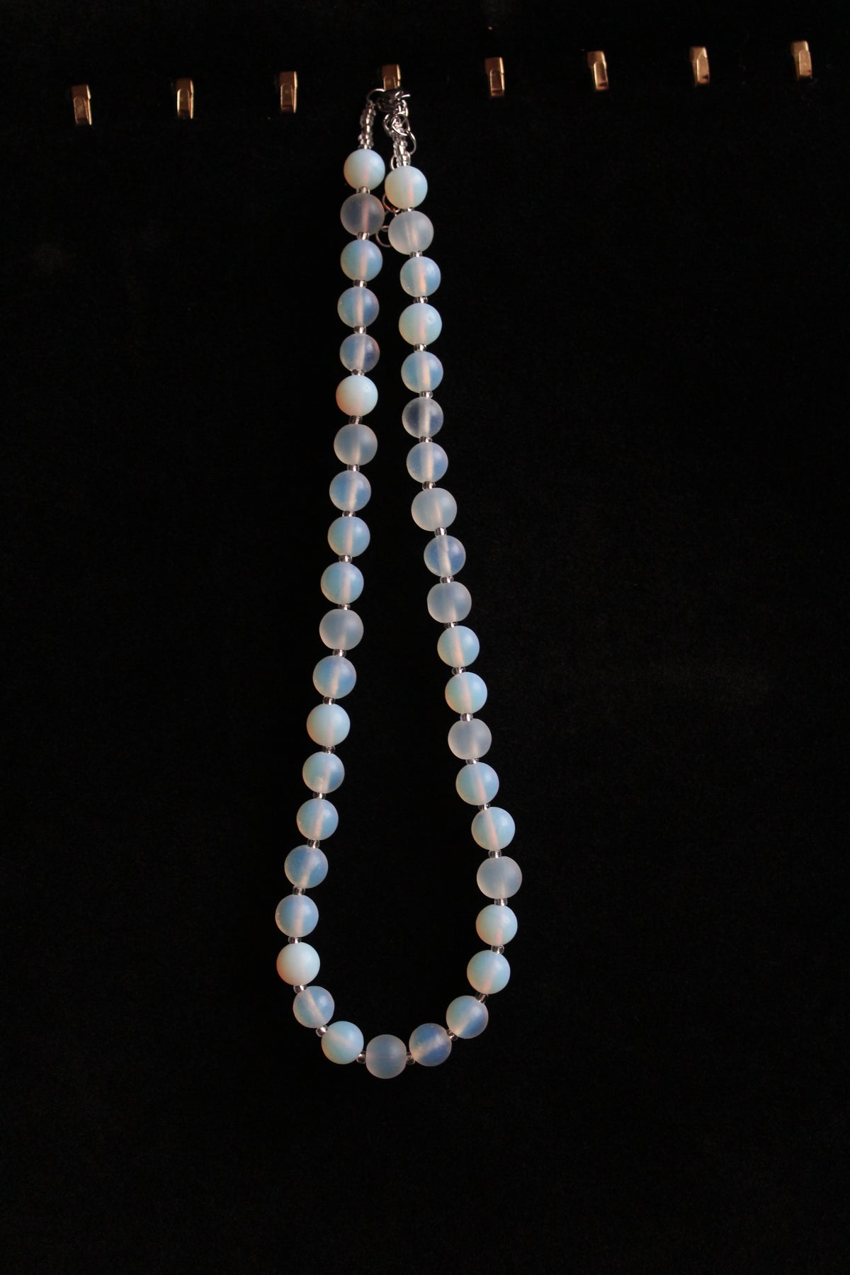 Handmade, Moonlit Glow, Opalite Stone, Beaded Necklace | Waterproof Stainless Steel