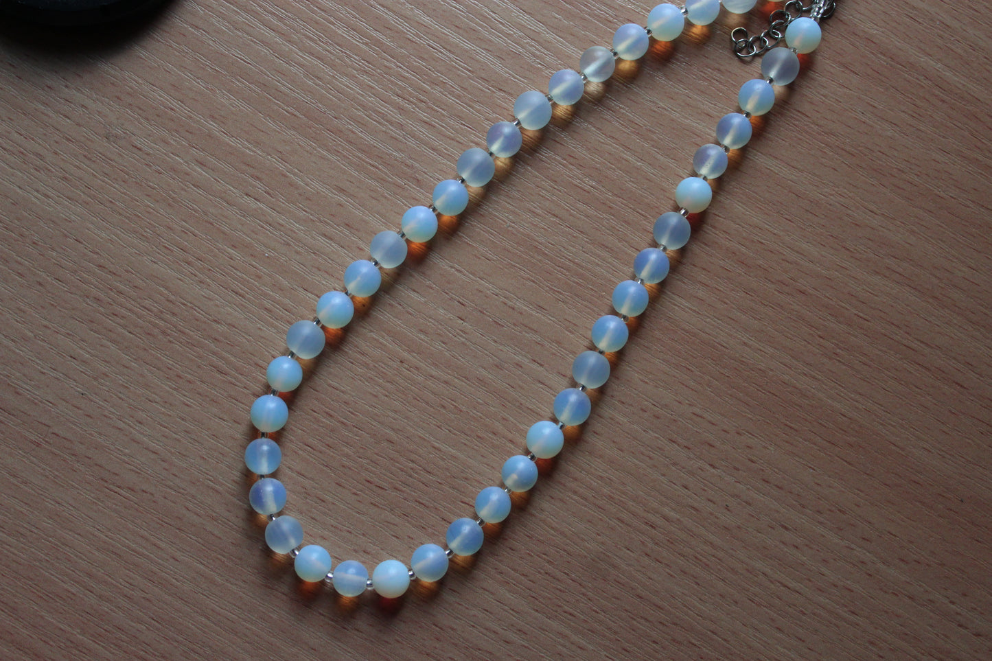 Handmade, Moonlit Glow, Opalite Stone, Beaded Necklace | Waterproof Stainless Steel