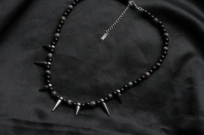 Handmade, Thorn & Shadow, Labradorite, Yooperlite, Beaded Necklace | Waterproof Stainless Steel