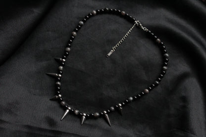 Handmade, Thorn & Shadow, Labradorite, Yooperlite, Beaded Necklace | Waterproof Stainless Steel