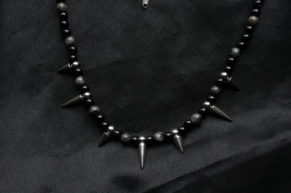 Handmade, Thorn & Shadow, Labradorite, Yooperlite, Beaded Necklace | Waterproof Stainless Steel