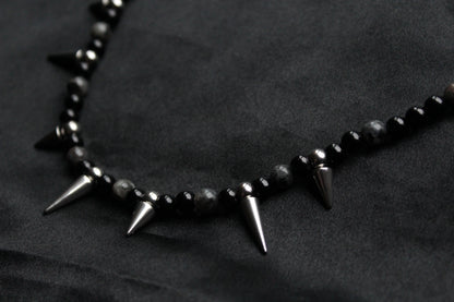 Handmade, Thorn & Shadow, Labradorite, Yooperlite, Beaded Necklace | Waterproof Stainless Steel