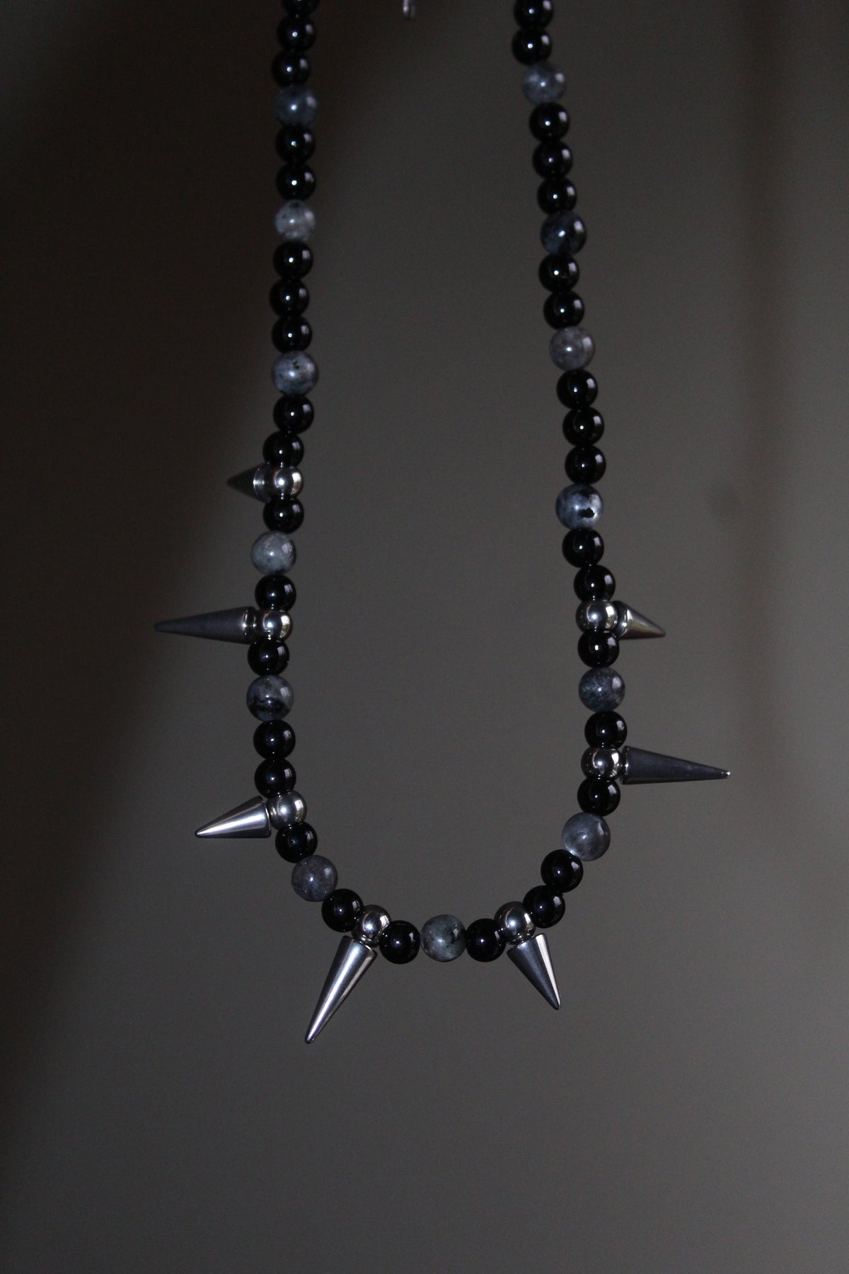 Handmade, Thorn & Shadow, Labradorite, Yooperlite, Beaded Necklace | Waterproof Stainless Steel