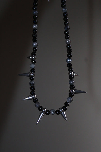 Handmade, Thorn & Shadow, Labradorite, Yooperlite, Beaded Necklace | Waterproof Stainless Steel