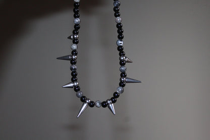 Handmade, Thorn & Shadow, Labradorite, Yooperlite, Beaded Necklace | Waterproof Stainless Steel