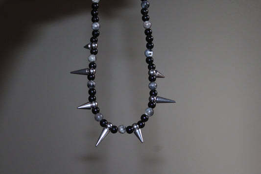 Handmade, Thorn & Shadow, Labradorite, Yooperlite, Beaded Necklace | Waterproof Stainless Steel