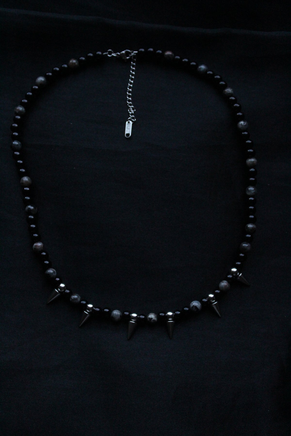 Handmade, Spike & Shadow, Labradorite, Yooperlite, Beaded Necklace | Waterproof Stainless Steel