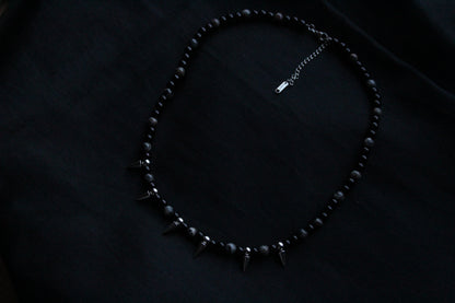 Handmade, Spike & Shadow, Labradorite, Yooperlite, Beaded Necklace | Waterproof Stainless Steel
