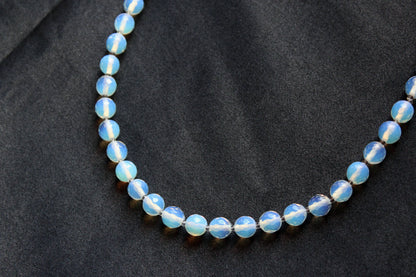 Handmade, Celestial Mist, Opalite Stone, Beaded Necklace | Waterproof Stainless Steel