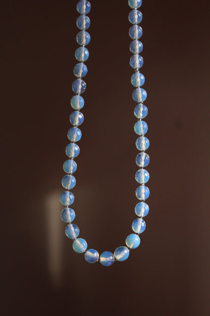 Handmade, Celestial Mist, Opalite Stone, Beaded Necklace | Waterproof Stainless Steel
