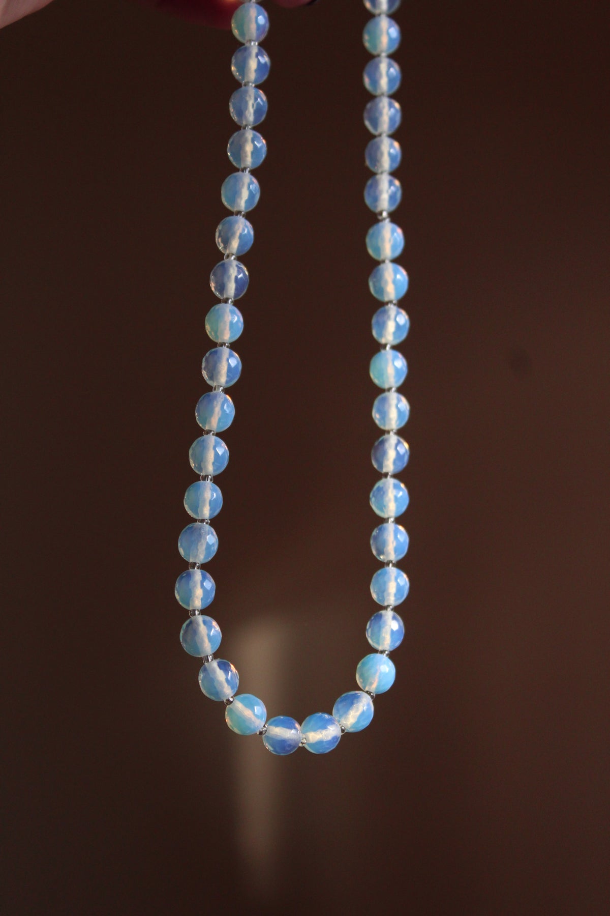 Handmade, Celestial Mist, Opalite Stone, Beaded Necklace | Waterproof Stainless Steel
