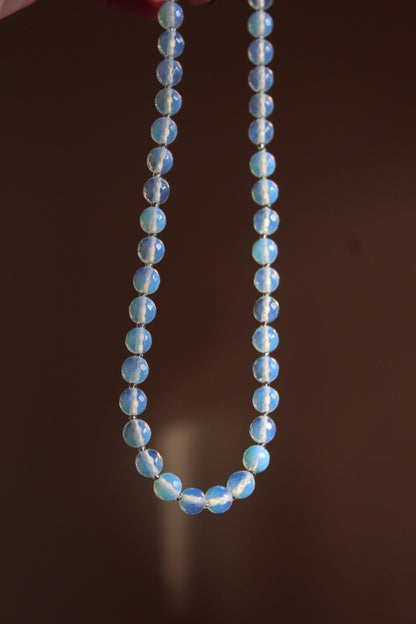 Handmade, Celestial Mist, Opalite Stone, Beaded Necklace | Waterproof Stainless Steel