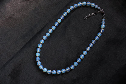 Handmade, Celestial Mist, Opalite Stone, Beaded Necklace | Waterproof Stainless Steel