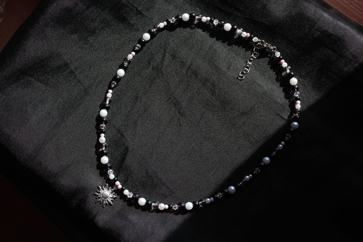 Handmade, Solar eclipse, Beaded Necklace | Waterproof Stainless Steel