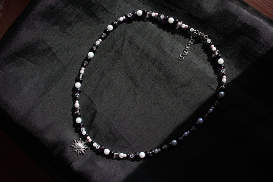 Handmade, Solar eclipse, Beaded Necklace | Waterproof Stainless Steel