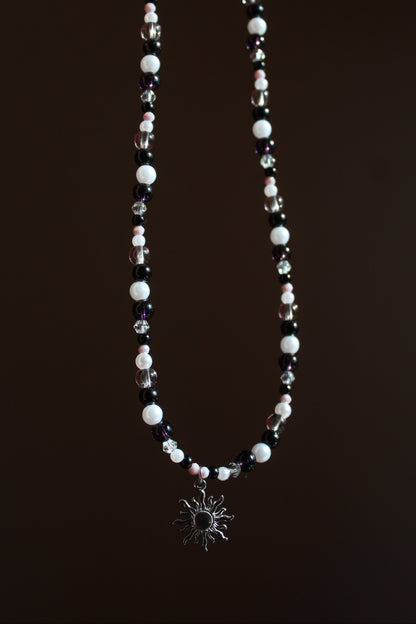 Handmade, Solar eclipse, Beaded Necklace | Waterproof Stainless Steel