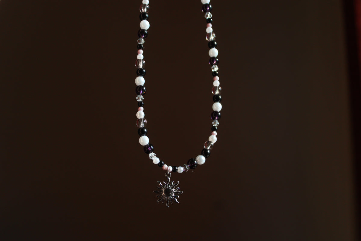 Handmade, Solar eclipse, Beaded Necklace | Waterproof Stainless Steel