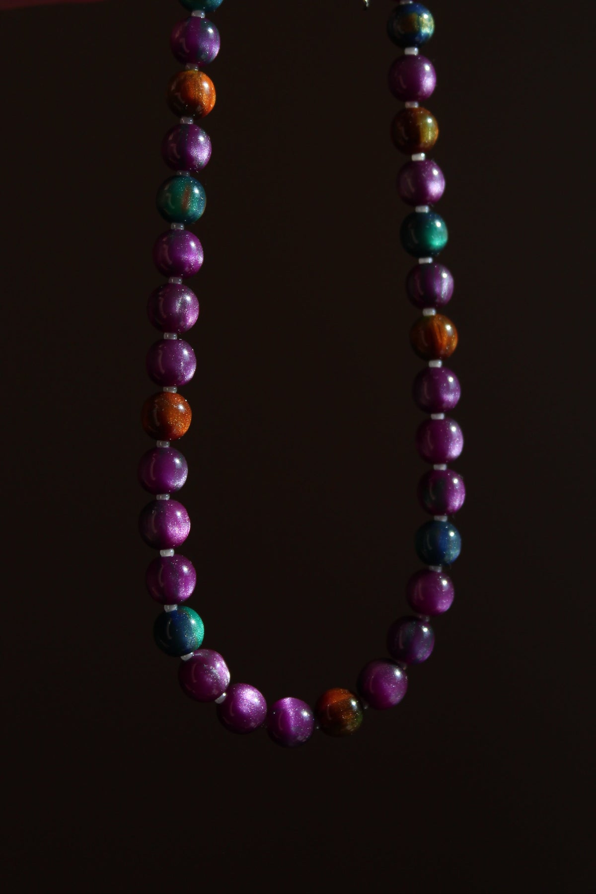 Handmade, Halloween Shimmer, Beaded Necklace | Waterproof Stainless Steel