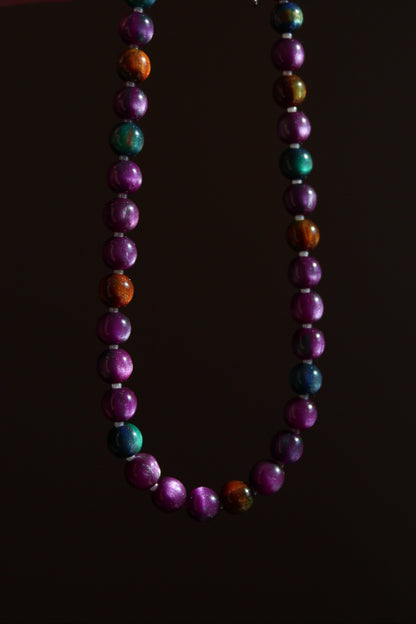 Handmade, Halloween Shimmer, Beaded Necklace | Waterproof Stainless Steel