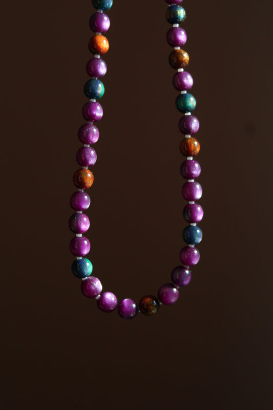 Handmade, Halloween Shimmer, Beaded Necklace | Waterproof Stainless Steel