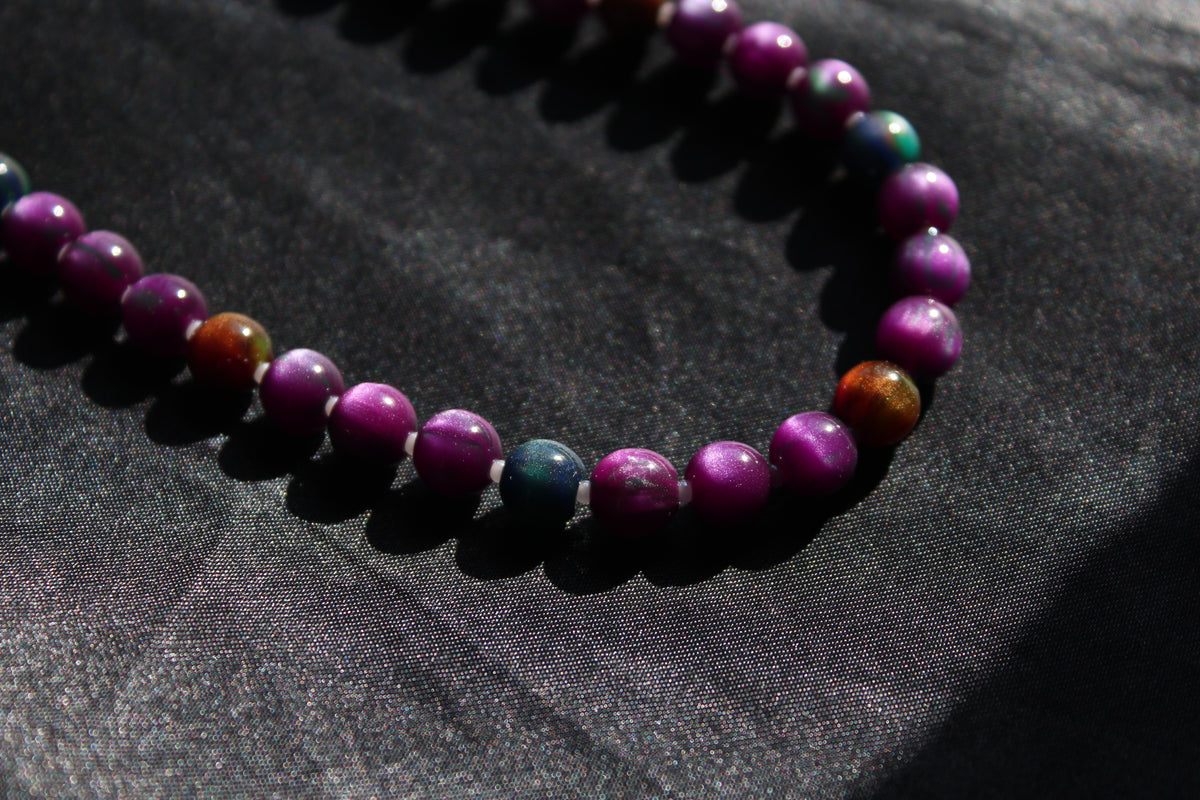 Handmade, Halloween Shimmer, Beaded Necklace | Waterproof Stainless Steel